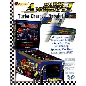 Mario Andretti Pinball Machine FLYER Original Auto Racing 8.5" x 11" Two Sides